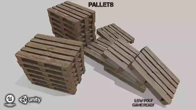 Pallets wooden option 1 Low-poly 3D model