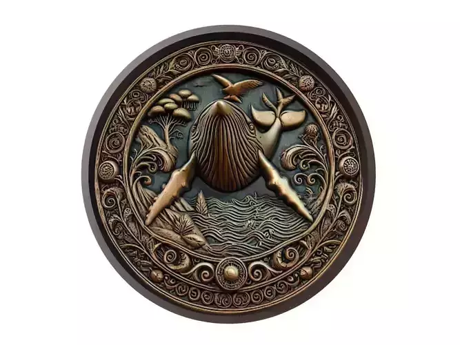 Whale Animal Medallion 3D print model