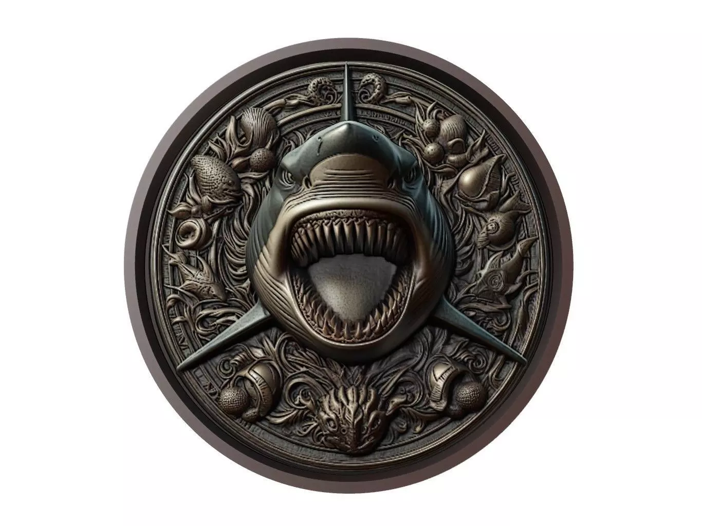 Shark Animal Medallion 3D print model_0