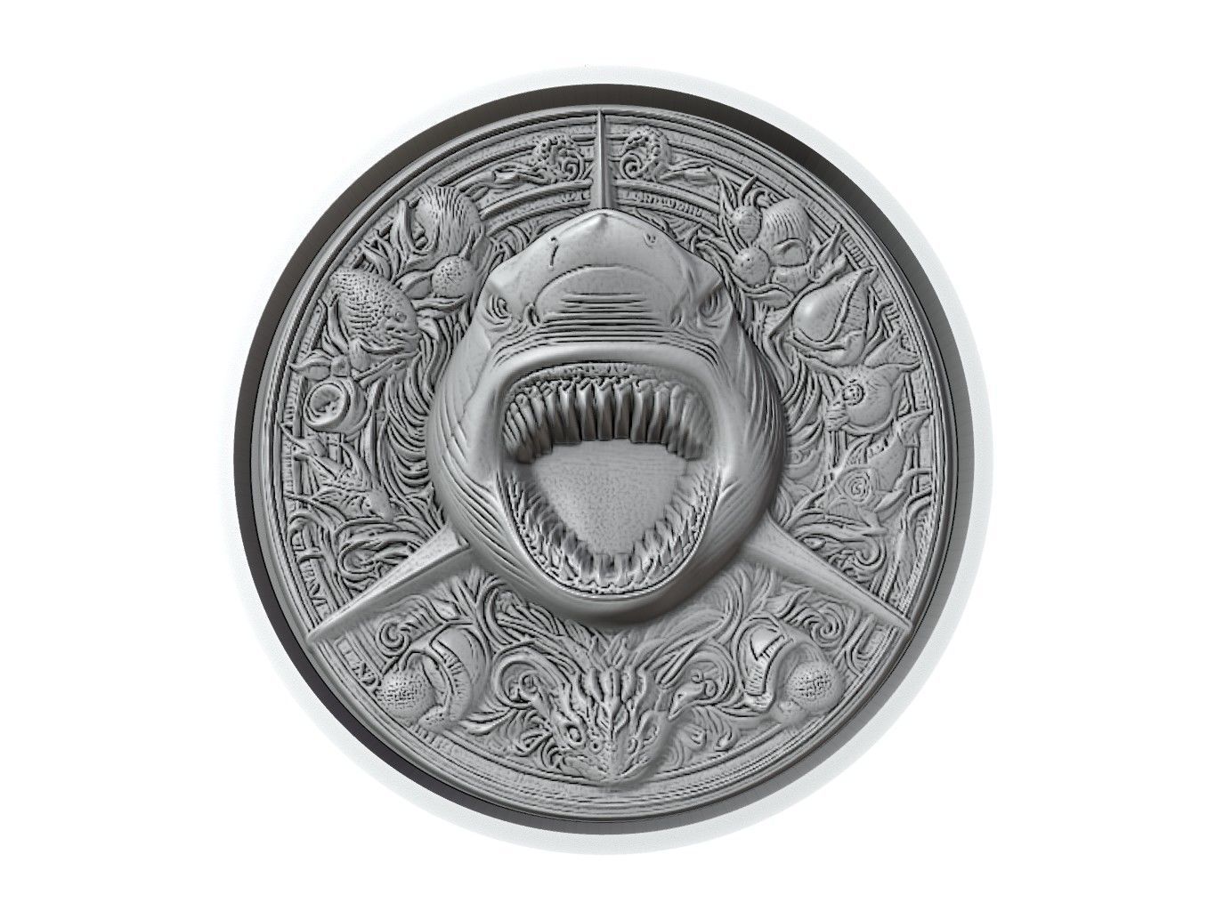 Shark Animal Medallion 3D print model_2