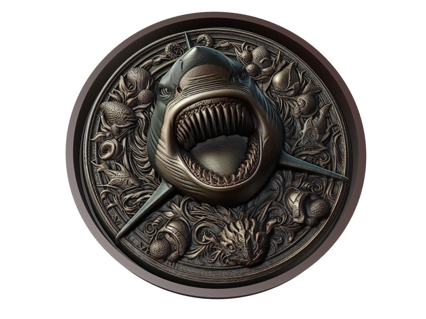 Shark Animal Medallion 3D print model_1