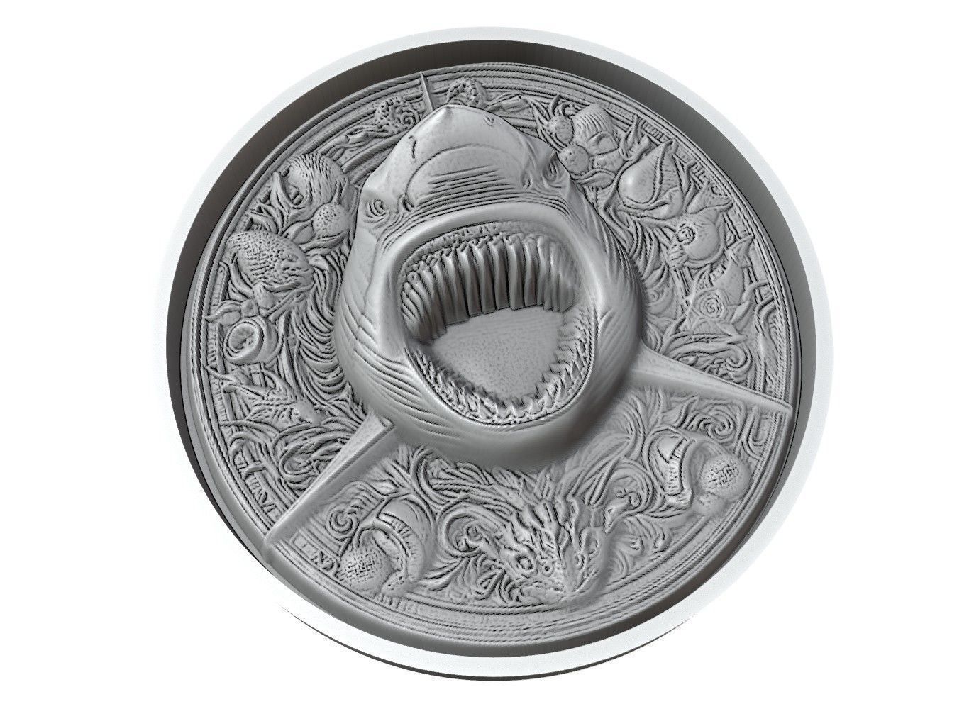 Shark Animal Medallion 3D print model_3