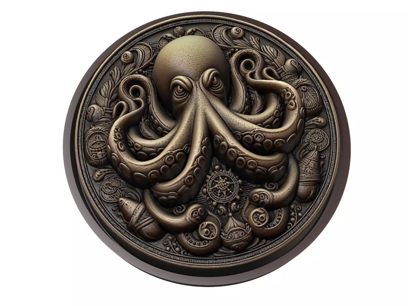 Octopus Animal Medallion 3D print model_0