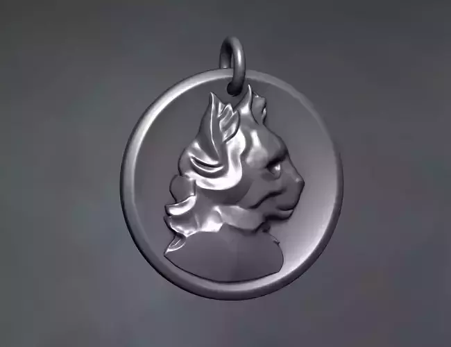 cat head relief necklace pendant 