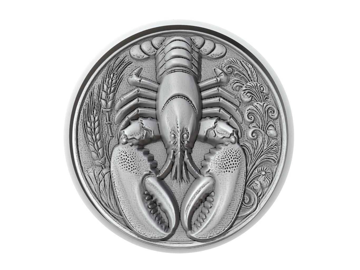 Lobster Animal Medallion 3D print model_2