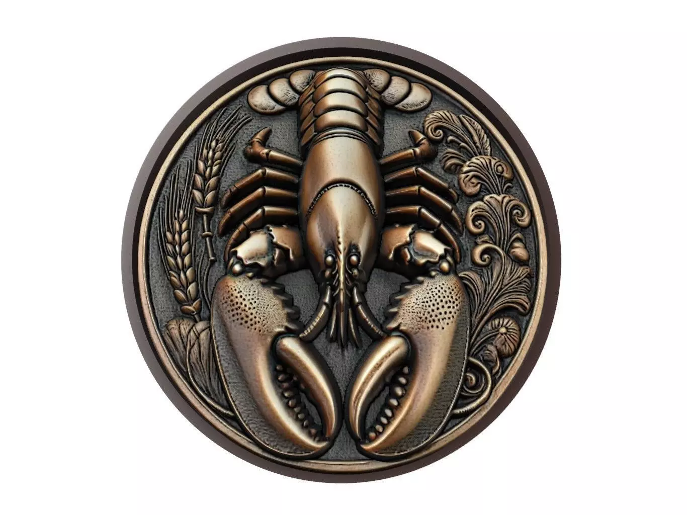 Lobster Animal Medallion 3D print model_0