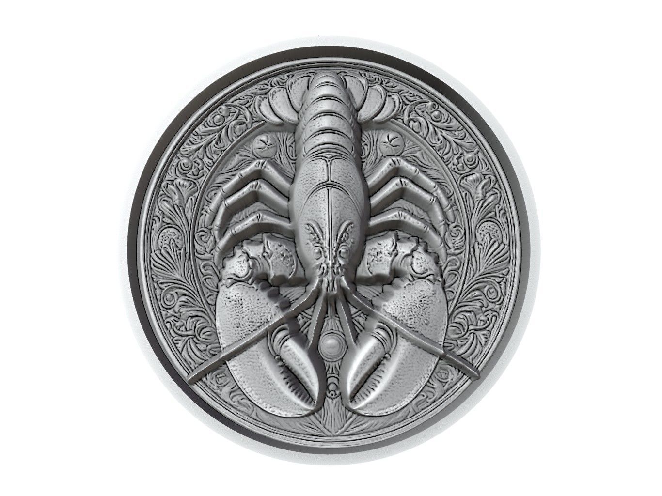 Lobster Animal Medallion 3D print model_2