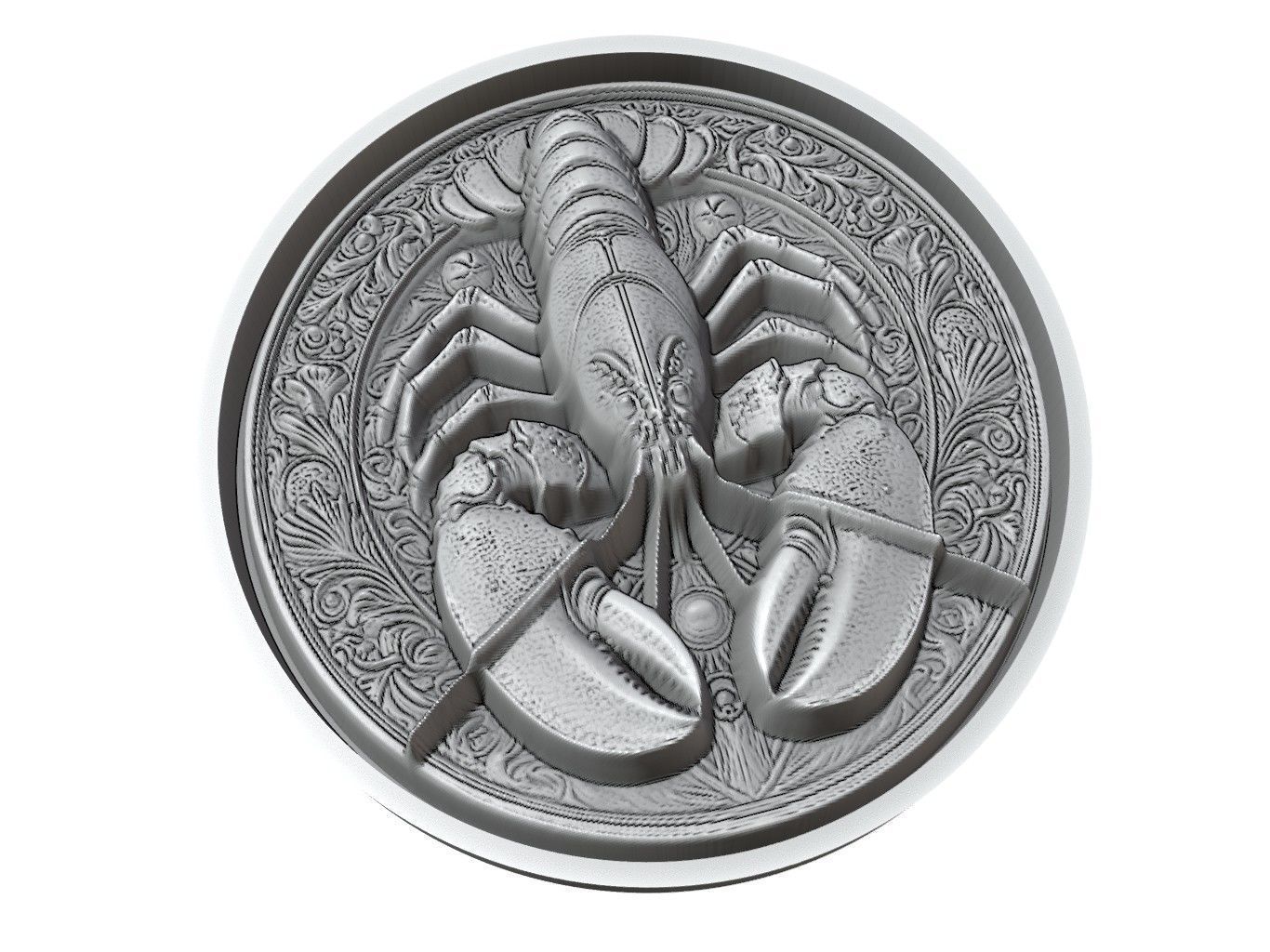 Lobster Animal Medallion 3D print model_3