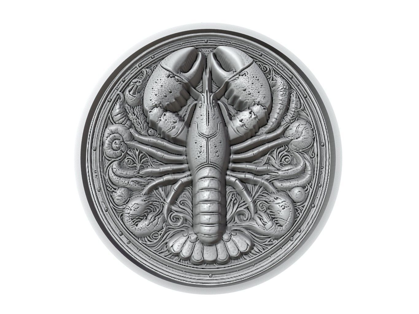 Lobster Animal Medallion 3D print model_2