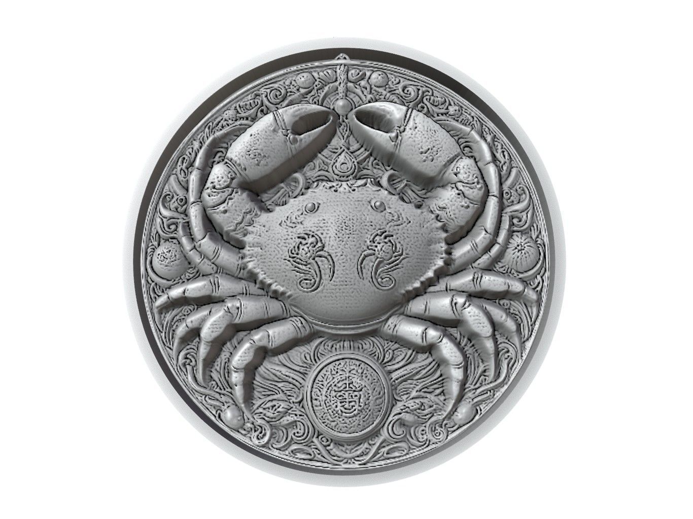 Crab Animal Medallion 3D print model_2
