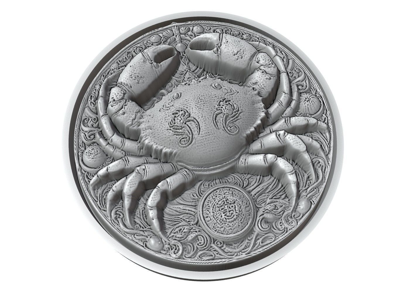 Crab Animal Medallion 3D print model_3