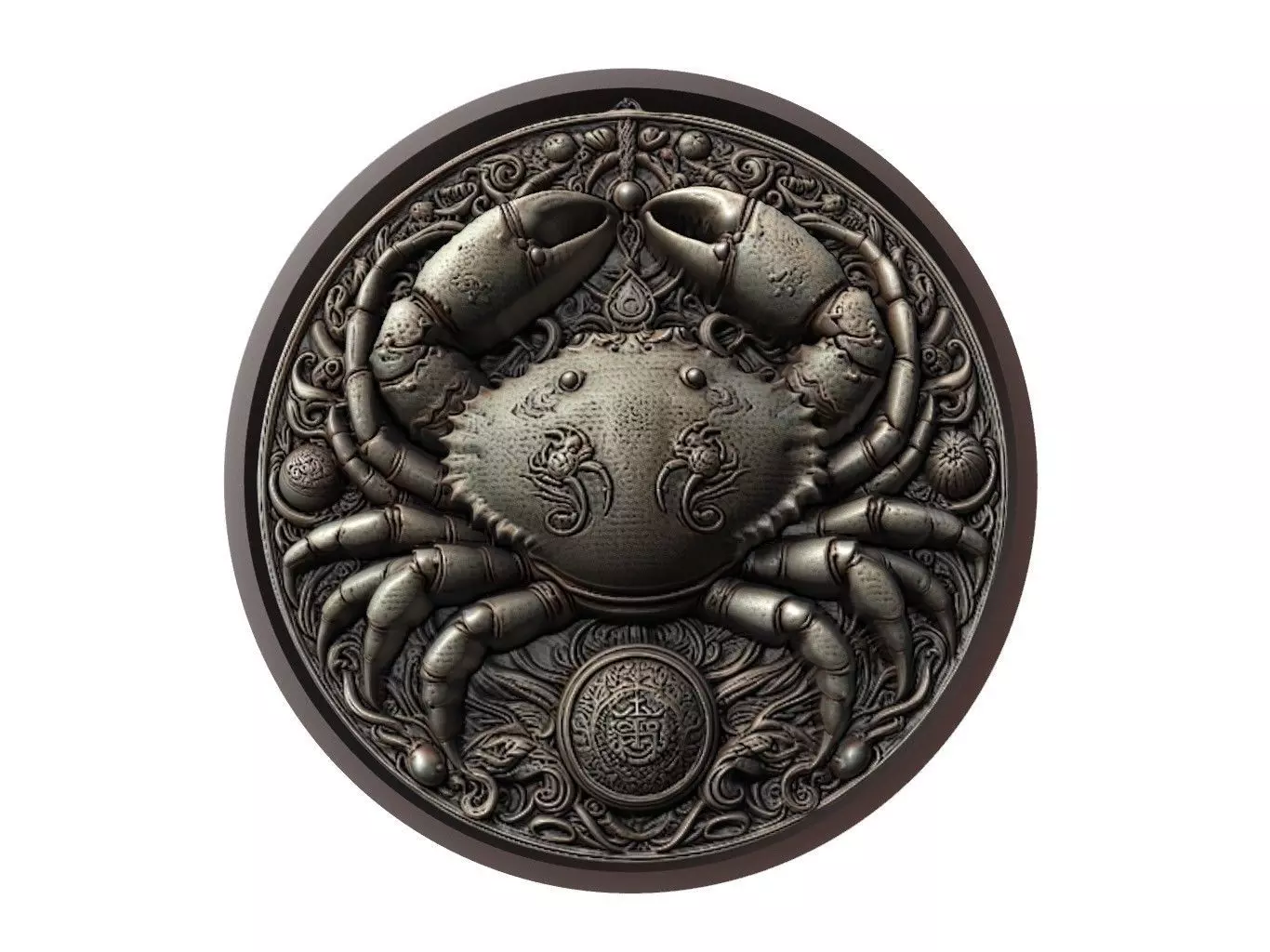 Crab Animal Medallion 3D print model_0