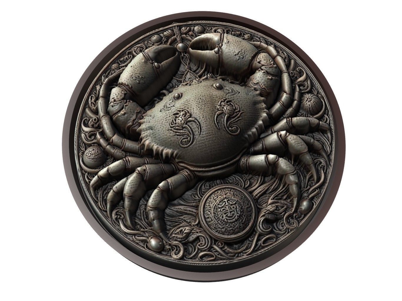 Crab Animal Medallion 3D print model_1