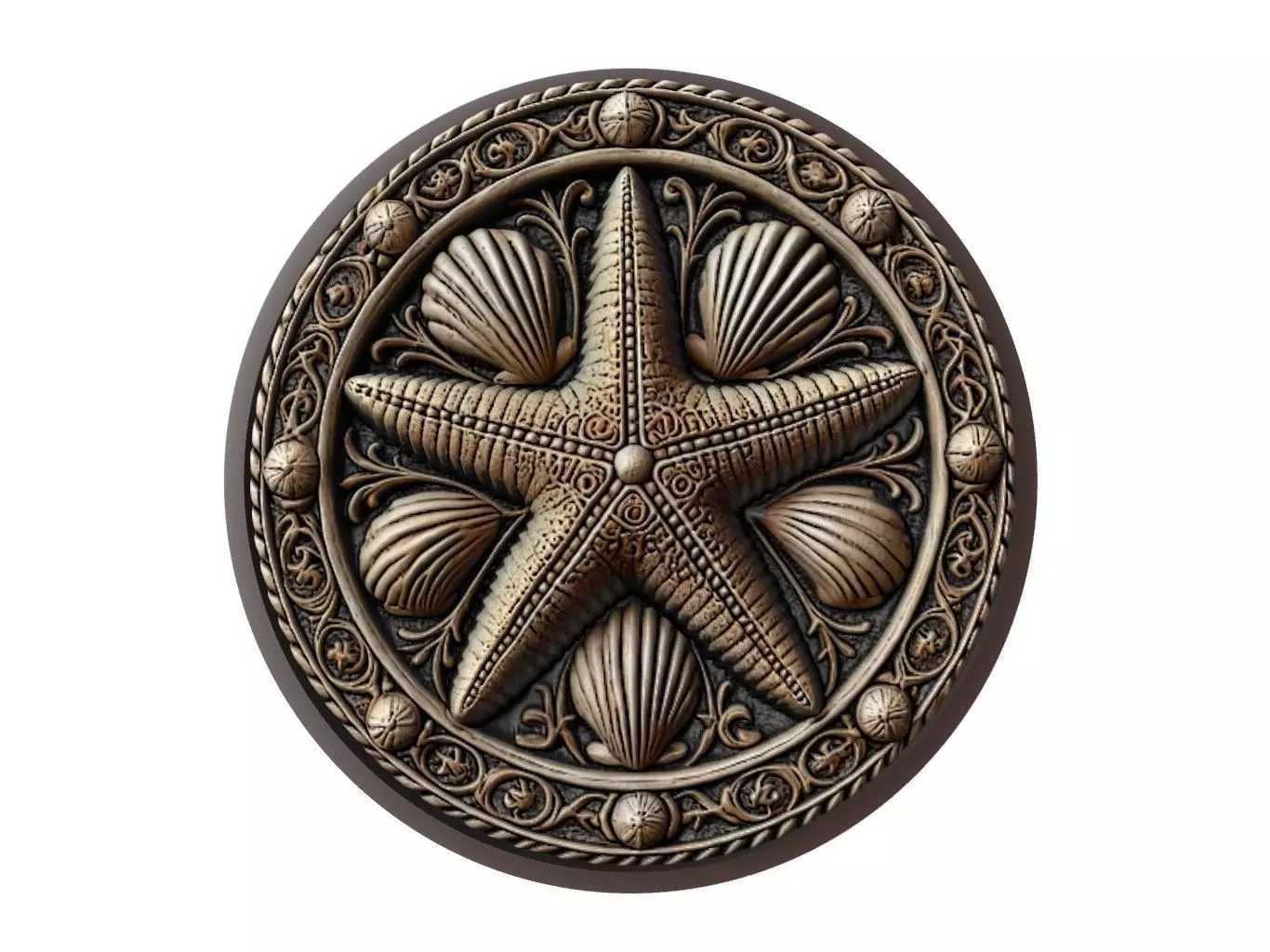 Starfish Animal Medallion 3D print model_0