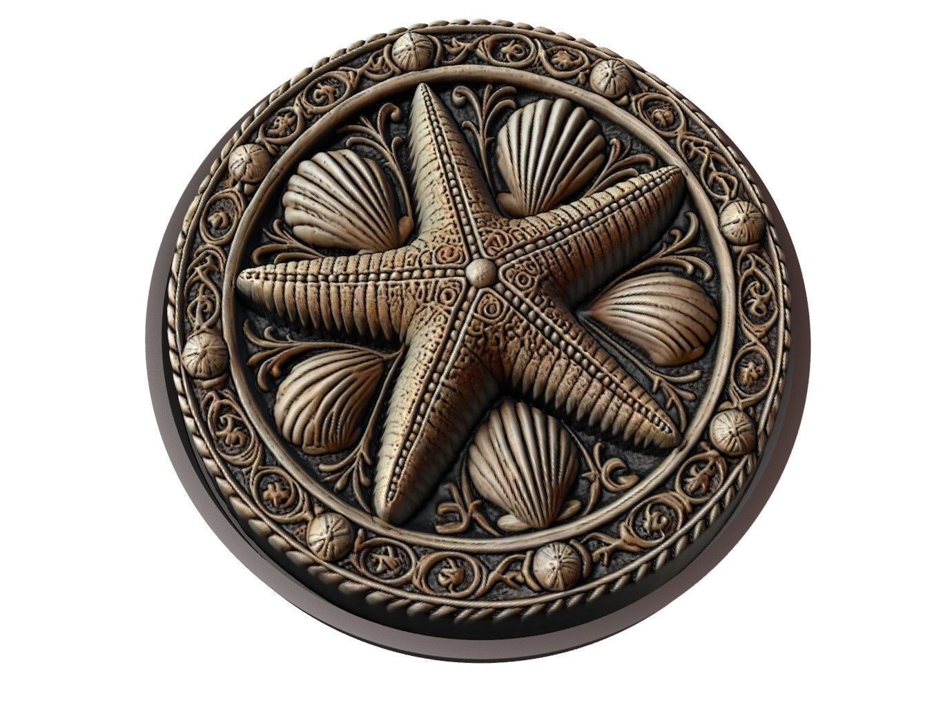 Starfish Animal Medallion 3D print model_1
