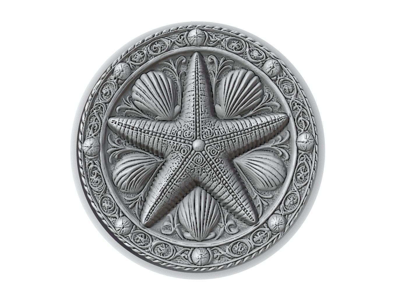 Starfish Animal Medallion 3D print model_2