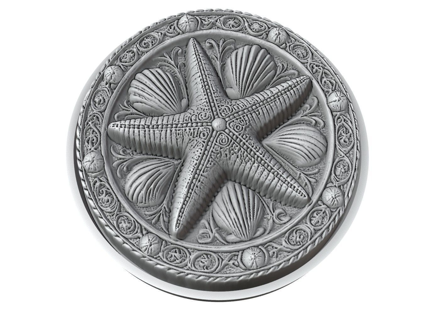Starfish Animal Medallion 3D print model_3