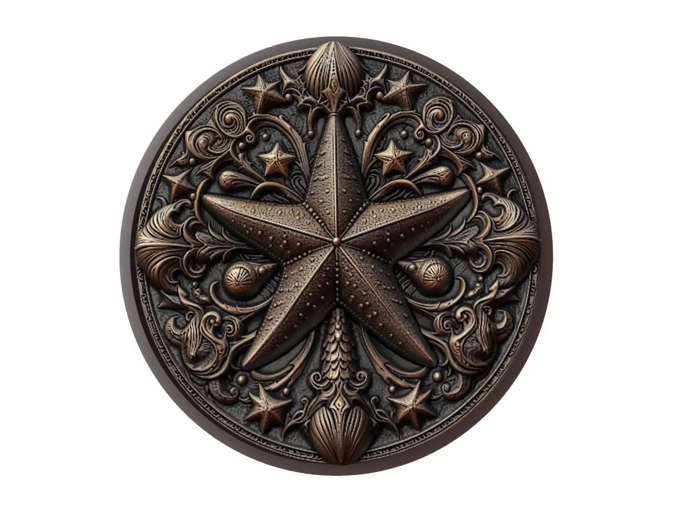 Starfish Animal Medallion 3D print model_0