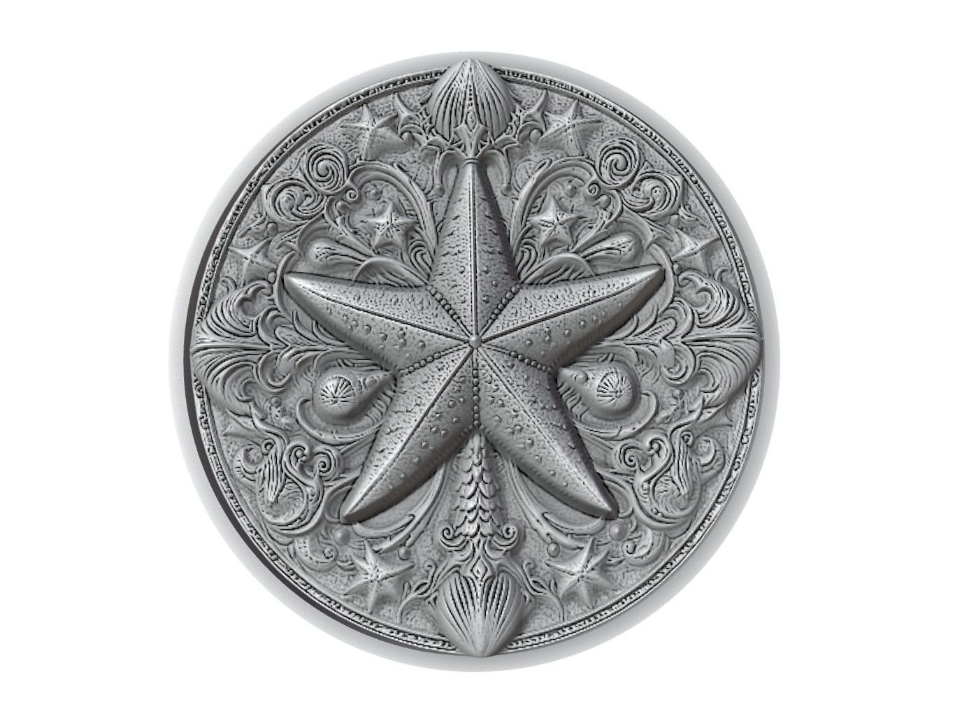 Starfish Animal Medallion 3D print model_2