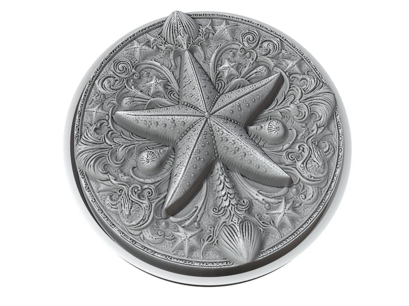 Starfish Animal Medallion 3D print model_3