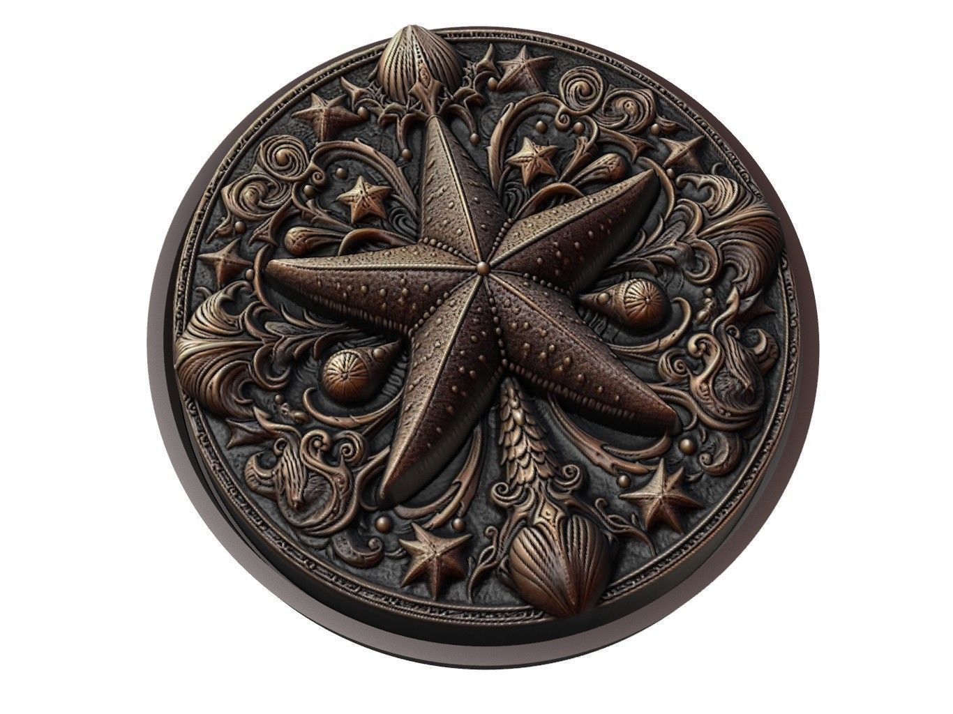 Starfish Animal Medallion 3D print model_1