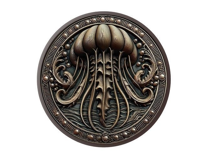 Jellyfish Animal Medallion 3D print model