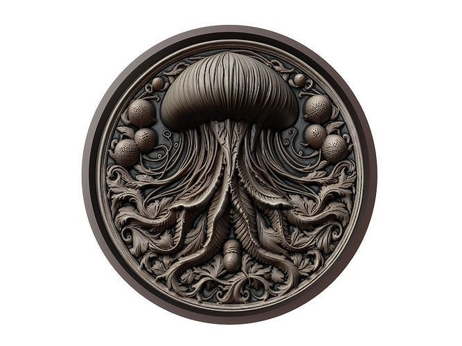 Jellyfish Animal Medallion 3D print model