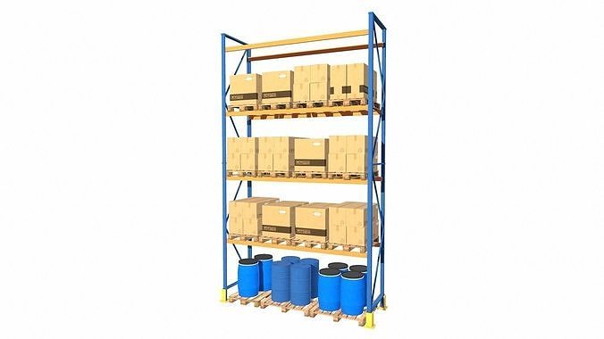 Detailed Full Warehouse Rack Low-poly 3D model