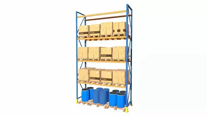 Detailed Full Warehouse Rack