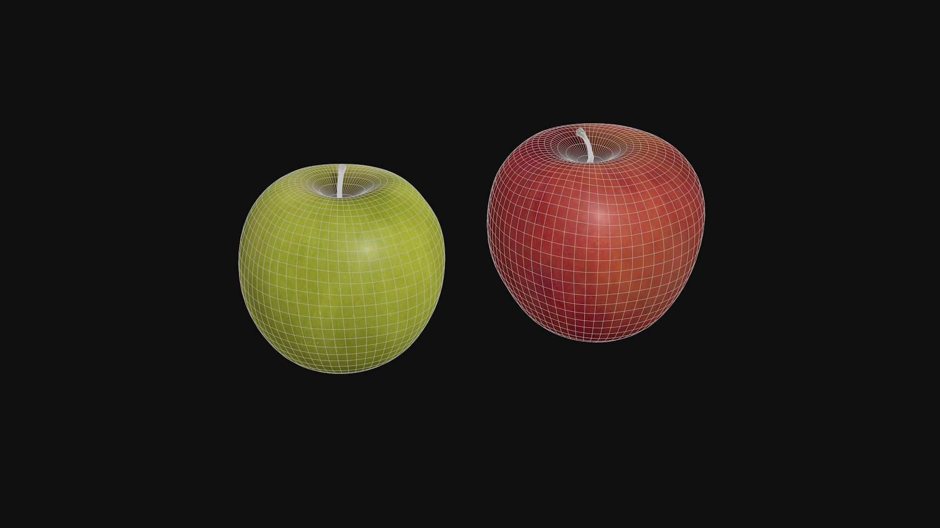 Green and red apple 3D model_5