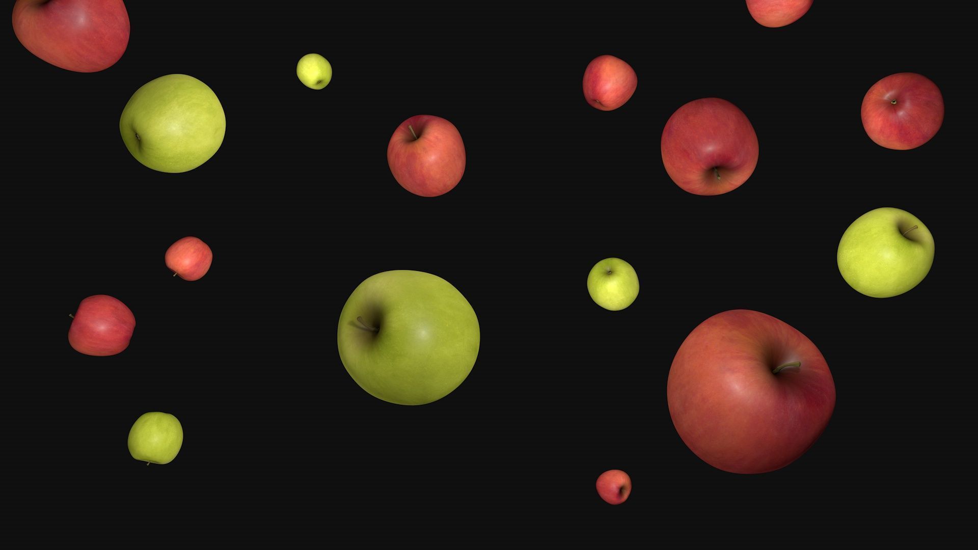 Green and red apple 3D model_4