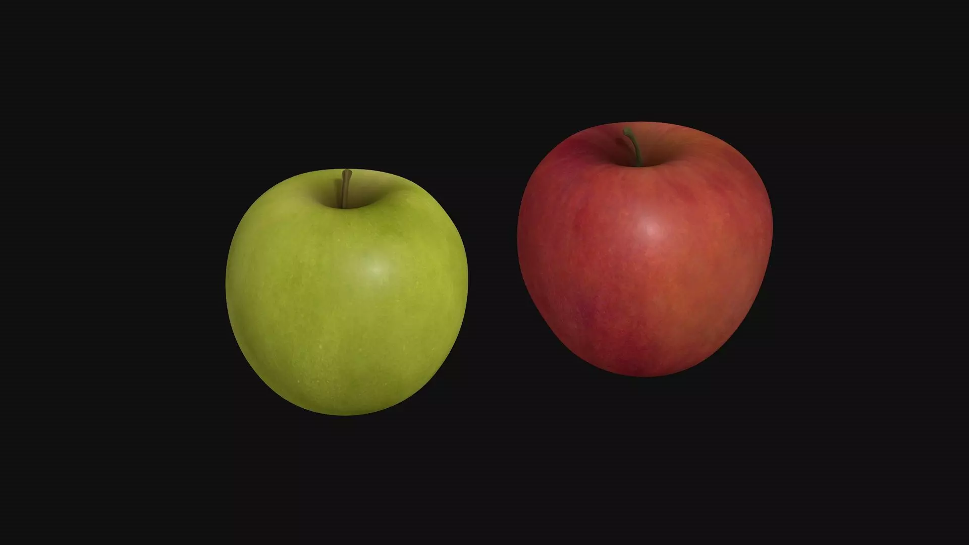 Green and red apple 3D model_0