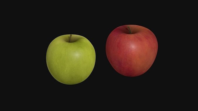 Green and red apple 3D model