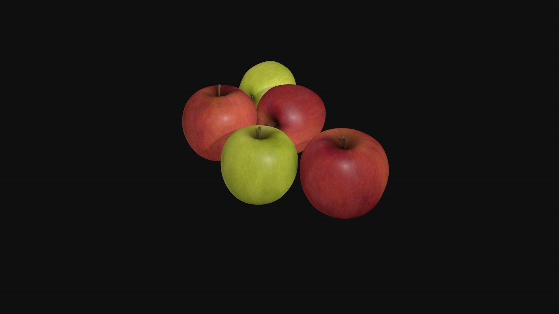 Green and red apple 3D model_3
