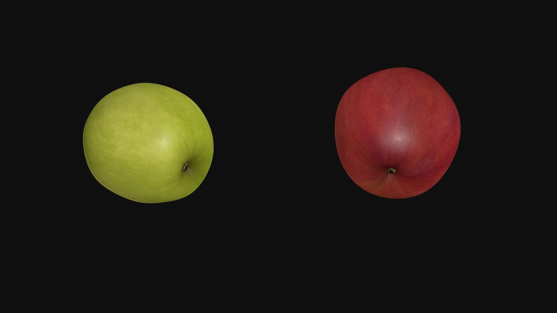 Green and red apple 3D model_2
