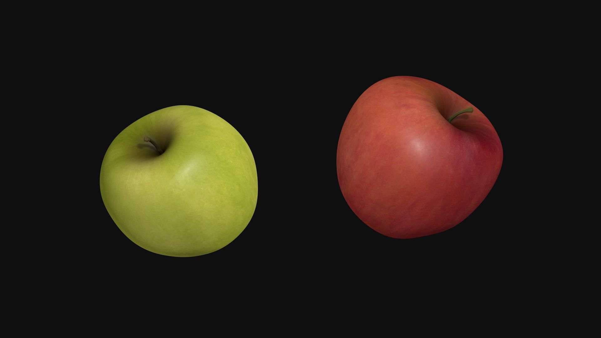 Green and red apple 3D model_1