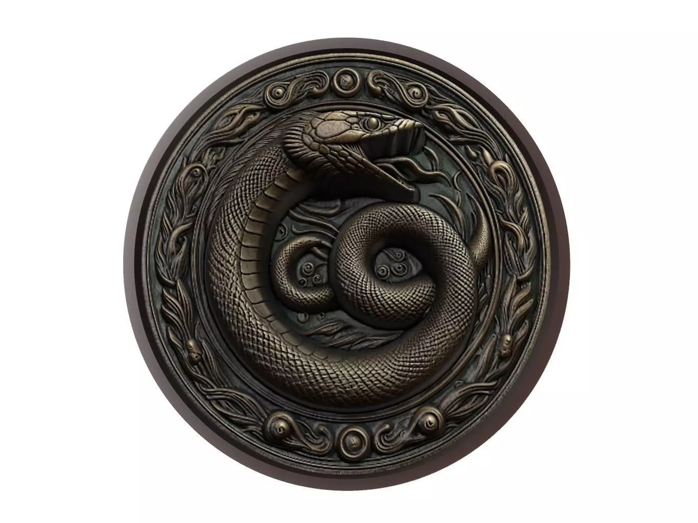 Eel Animal Medallion 3D print model_0