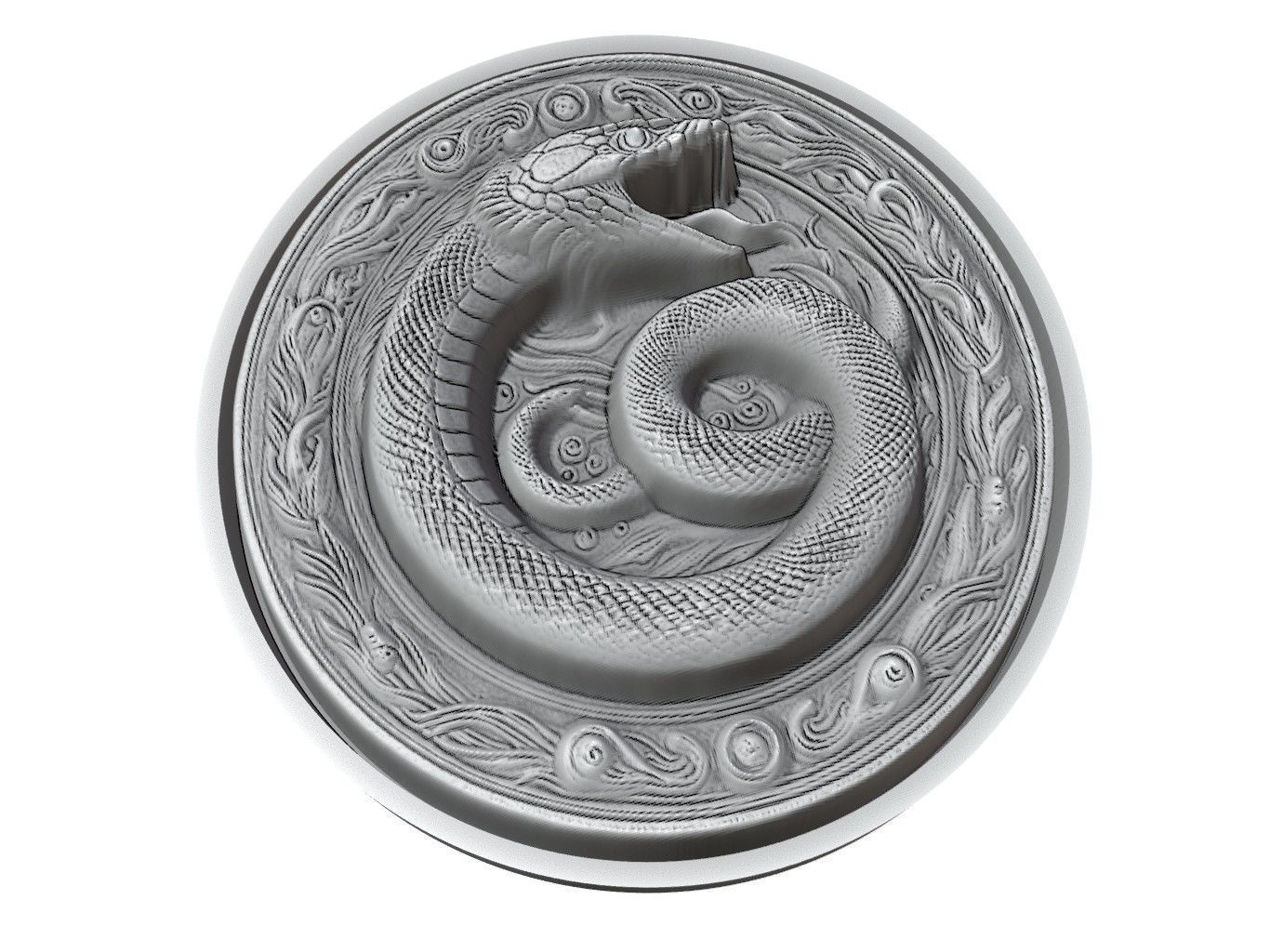 Eel Animal Medallion 3D print model_3
