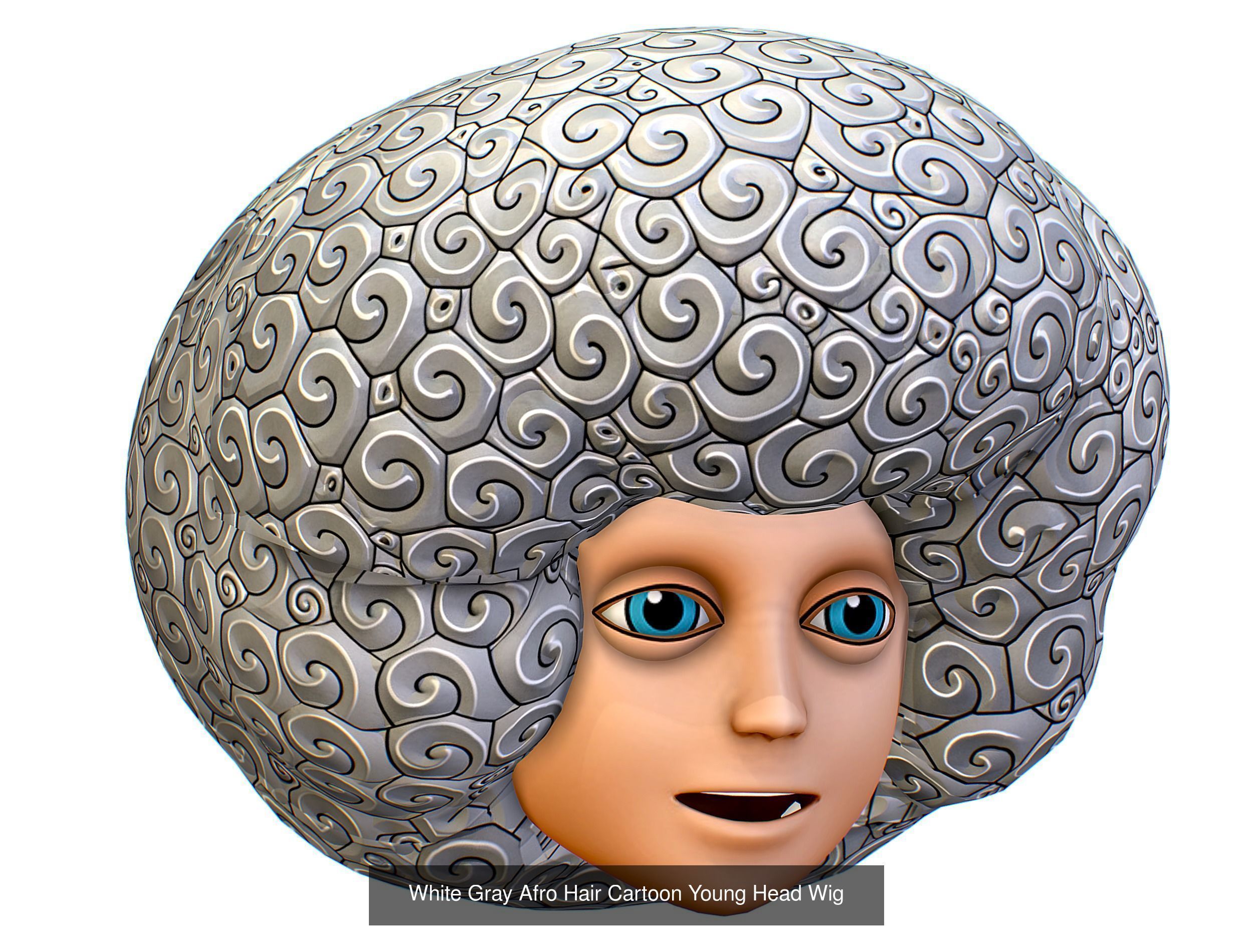 10 Colorful Afro Hairstyles Hair Haircut Clown Wig Wigs 3D Model Collection_4