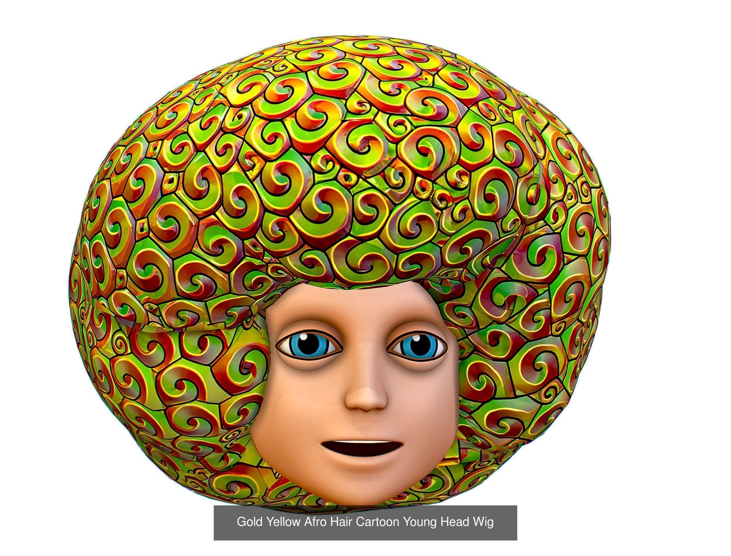 10 Colorful Afro Hairstyles Hair Haircut Clown Wig Wigs 3D Model Collection_8