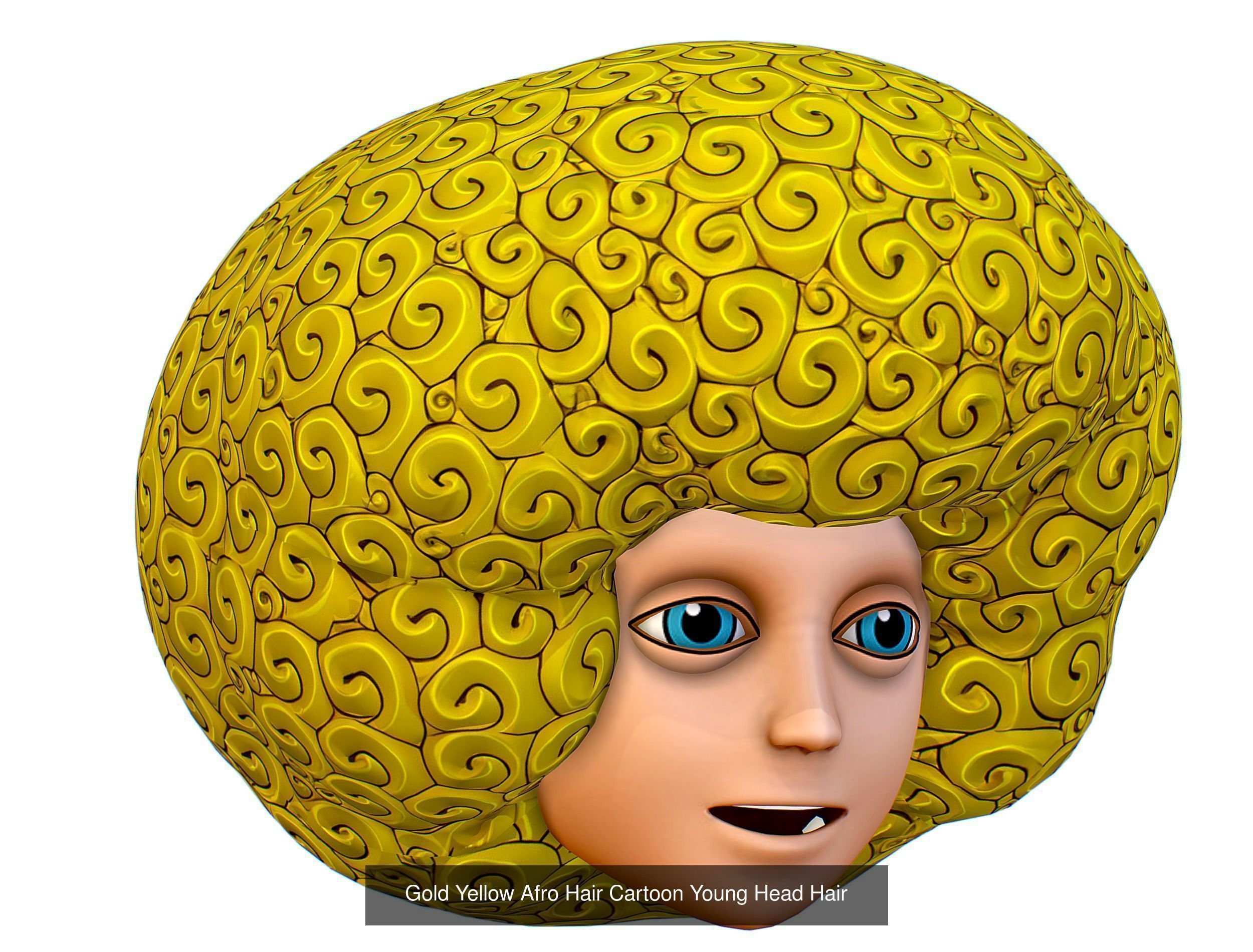 10 Colorful Afro Hairstyles Hair Haircut Clown Wig Wigs 3D Model Collection_3