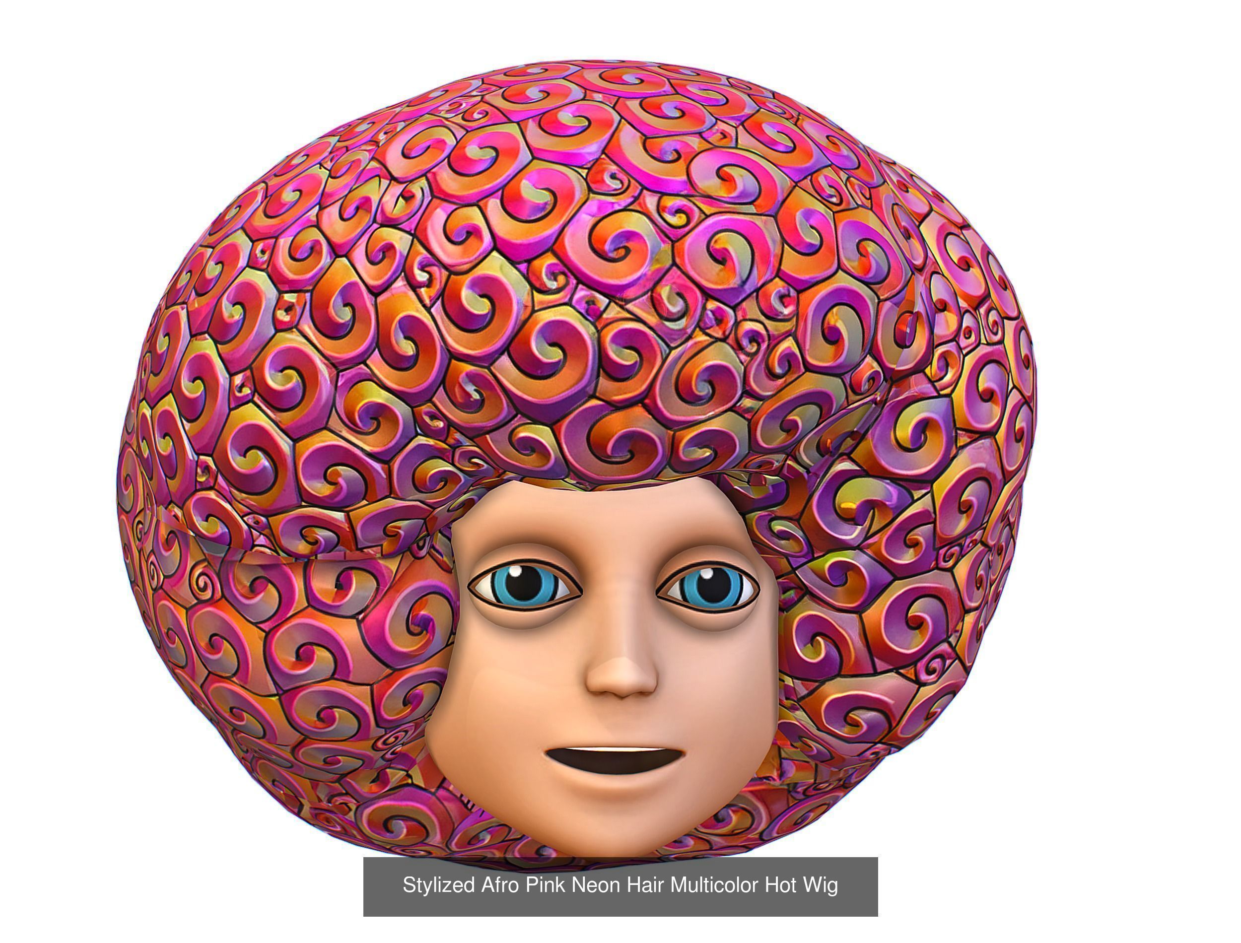 10 Colorful Afro Hairstyles Hair Haircut Clown Wig Wigs 3D Model Collection_9