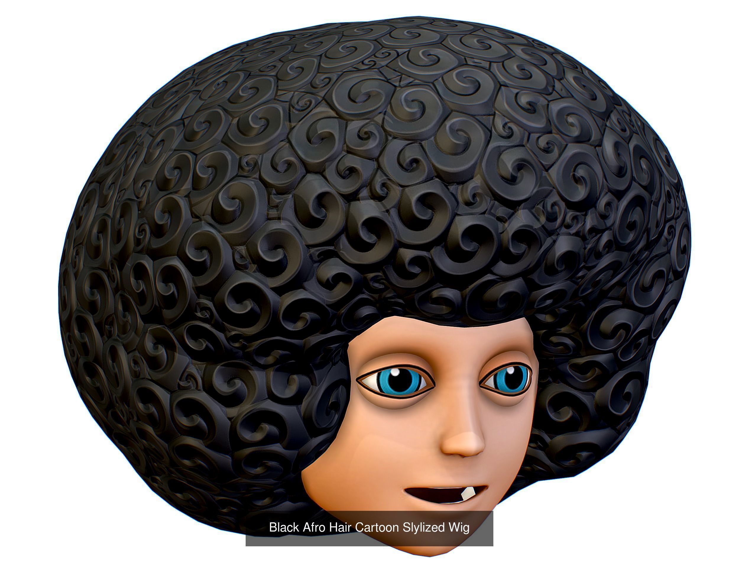 10 Colorful Afro Hairstyles Hair Haircut Clown Wig Wigs 3D Model Collection_6