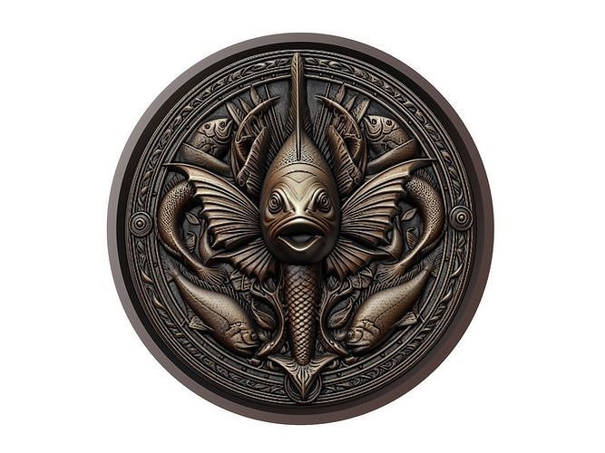 Swordfish Animal Medallion 3D print model