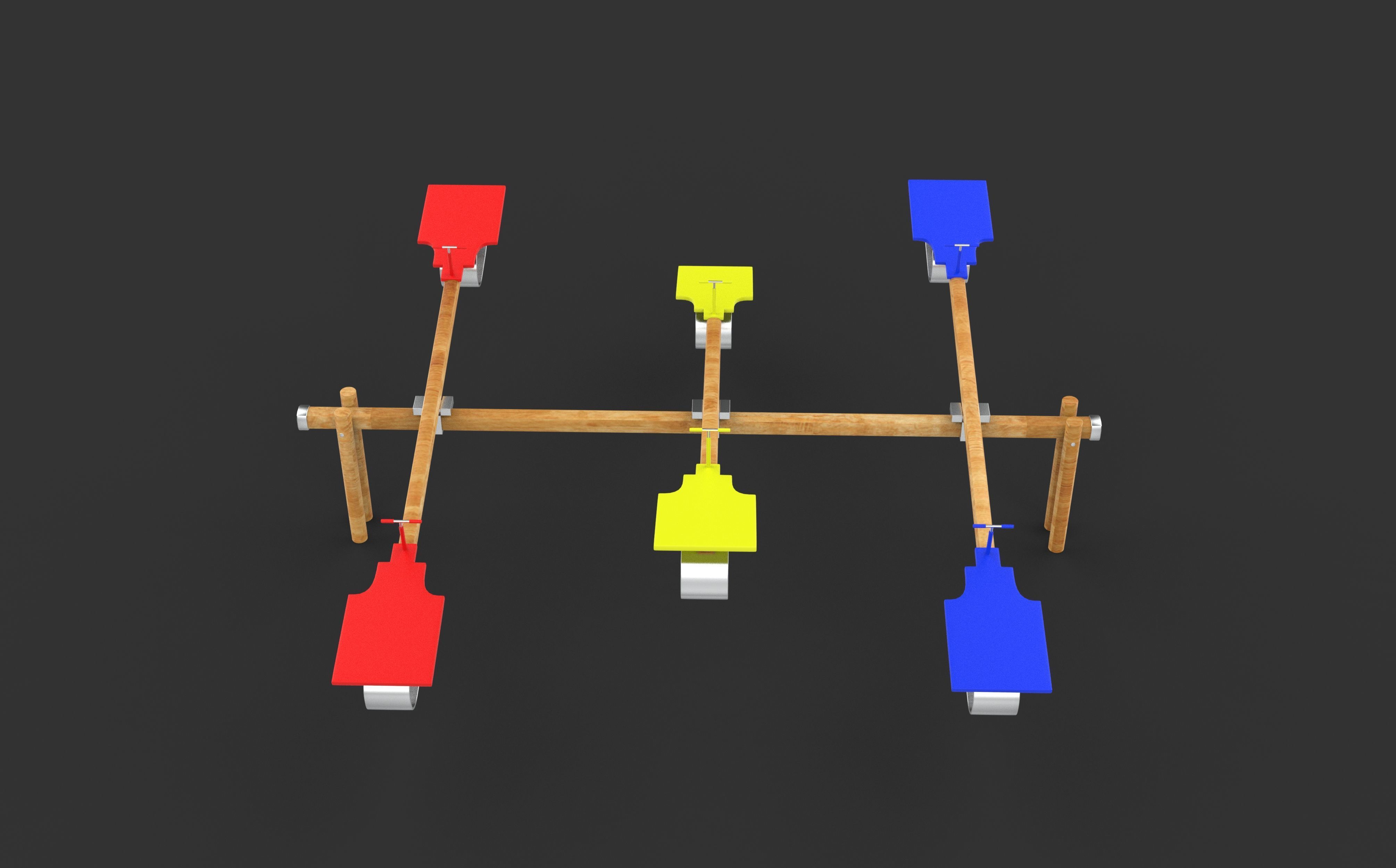 wooden Seesaw  3D model_7