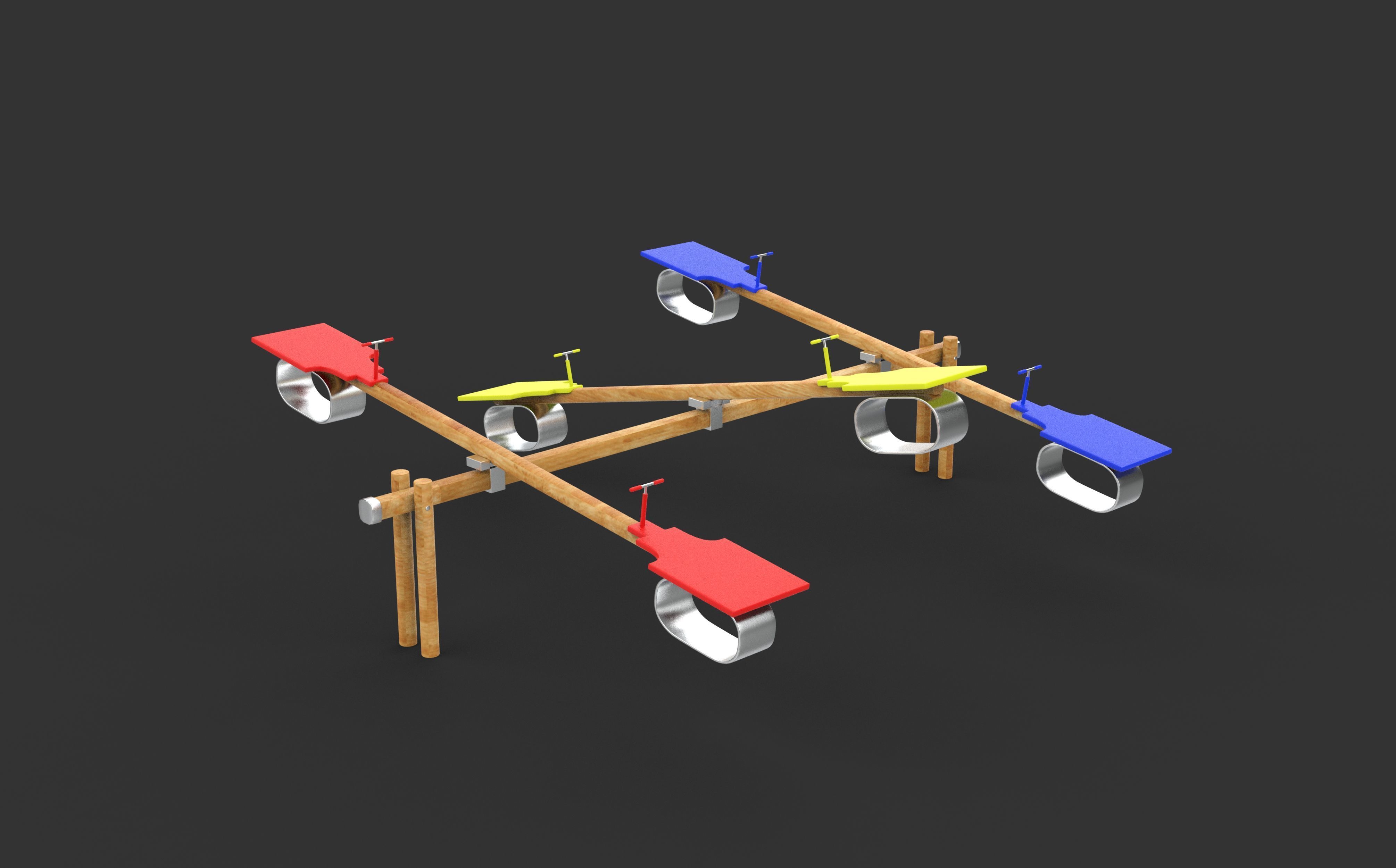 wooden Seesaw  3D model_8