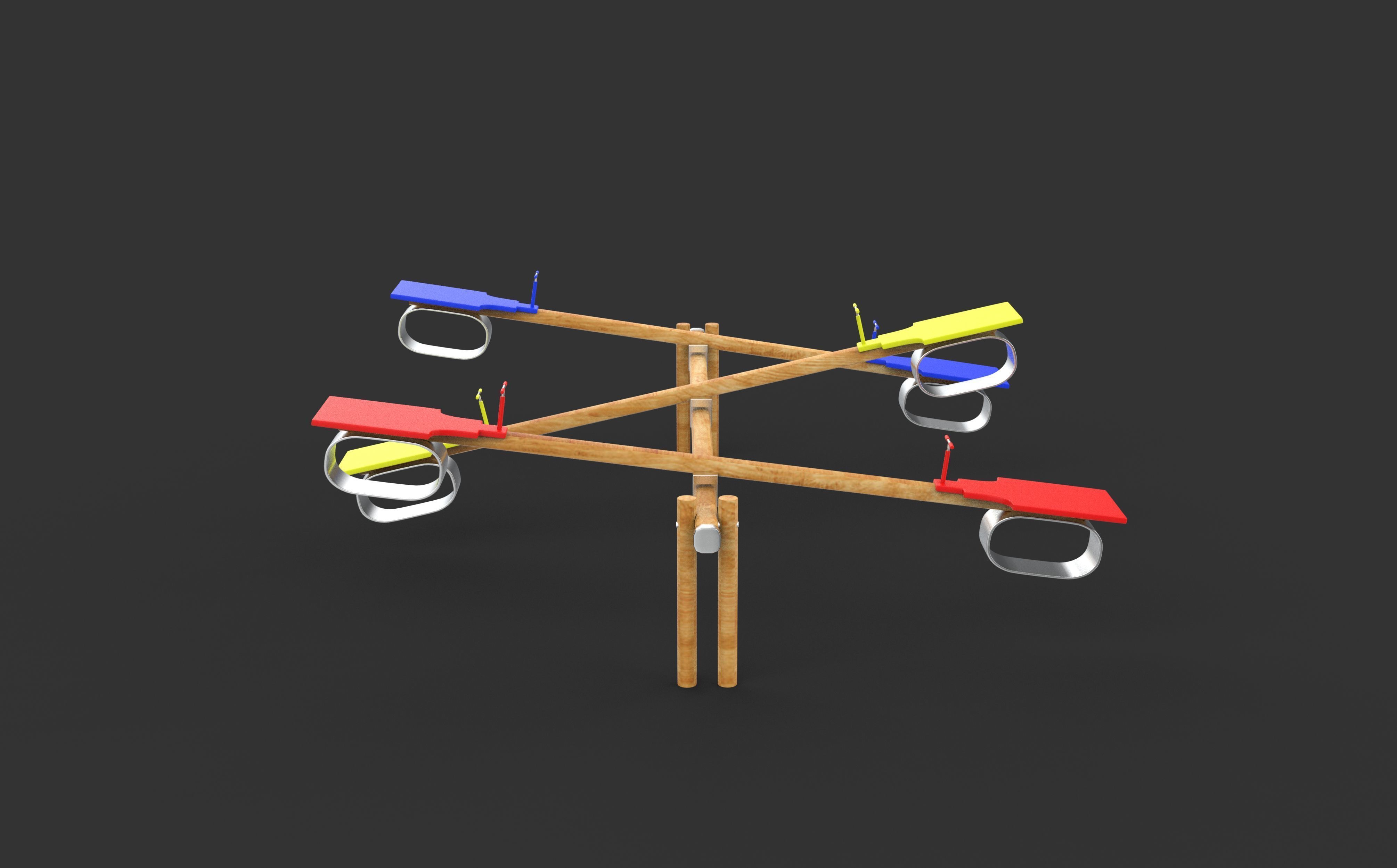 wooden Seesaw  3D model_6
