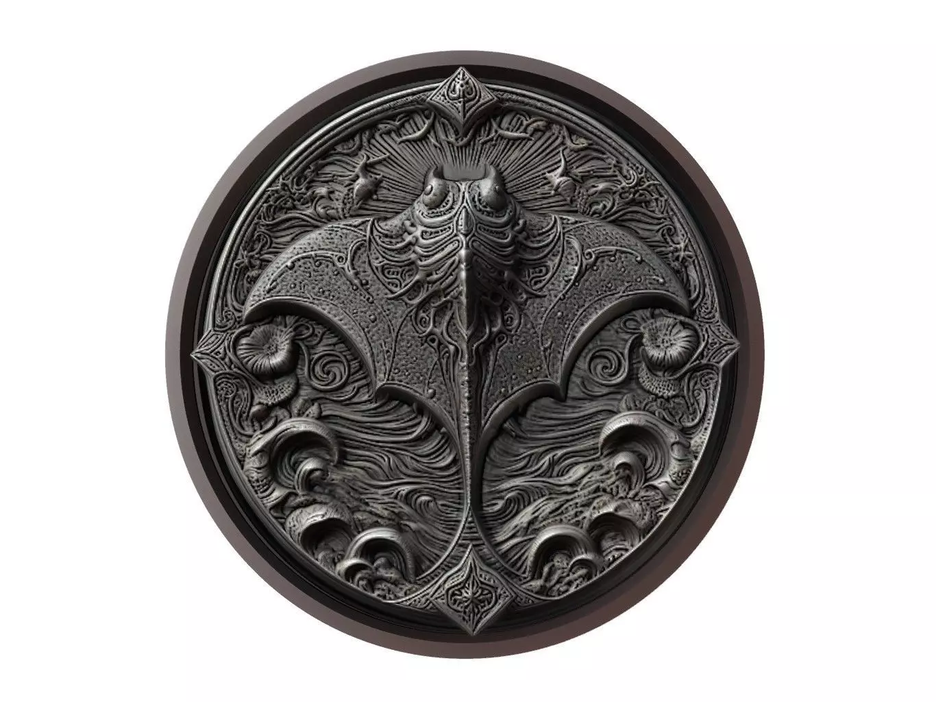 Manta Ray Animal Medallion 3D print model