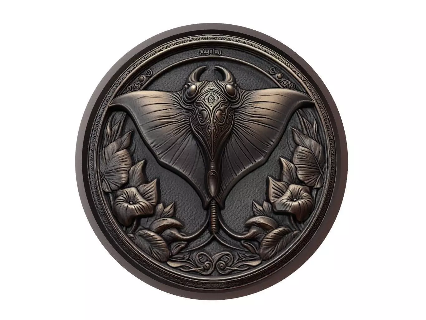 Manta Ray Animal Medallion 3D print model