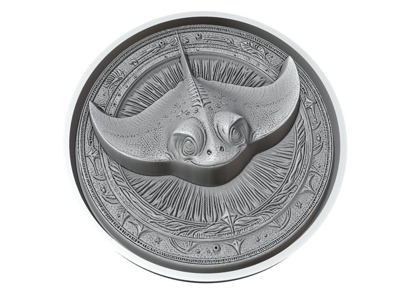 Stingray Animal Medallion 3D print model_3